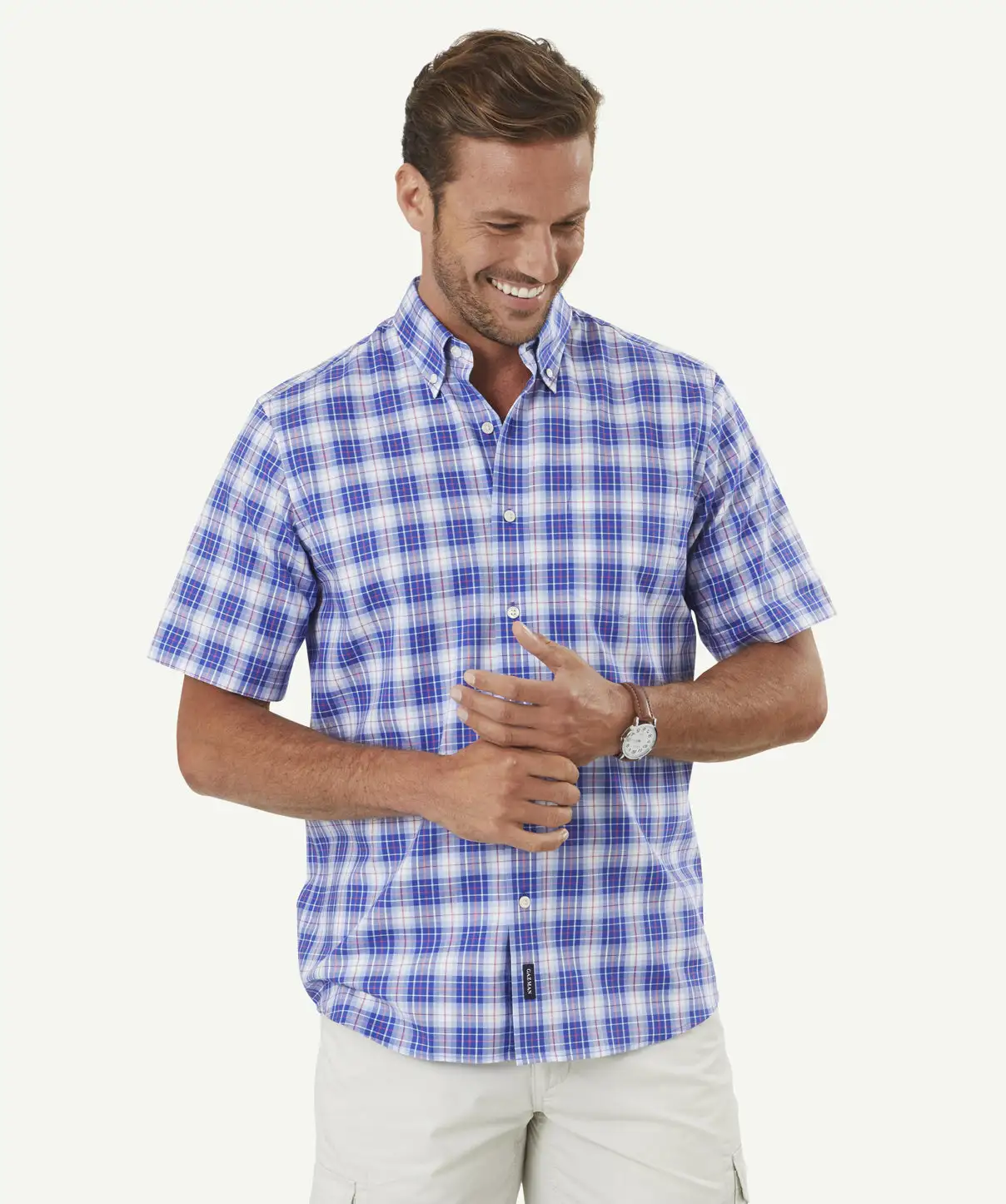 Gazman Easy Care Oxford Check Short Sleeve Shirt - Cobalt 3 Gazman Easy Care Oxford Check Short Sleeve Shirt - Cobalt