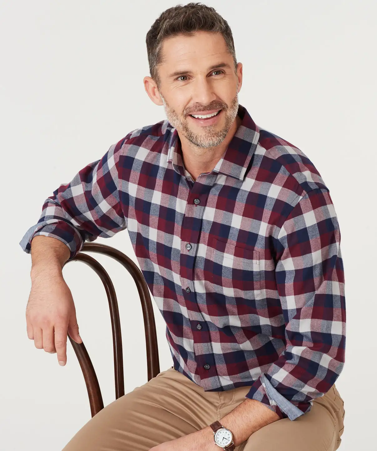 Gazman Brushed Twill Box Check Shirt - Brick 3 Gazman Brushed Twill Box Check Shirt - Brick