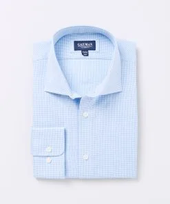 Gazman Tailored Modern Geo Design Business Shirt - Pale Blue