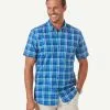 Gazman Tailored Fit Easy Care Short Sleeve Shirt - Cobalt