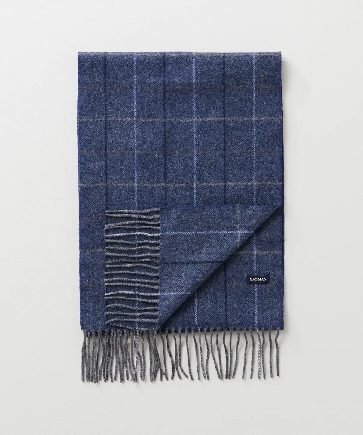 Gazman Wool Check Scarf - Denim 3 Gazman Wool Check Scarf - Denim