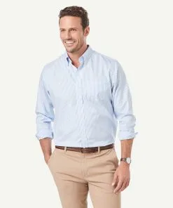 Gazman Wrinkle-Free Oxford Stripe Shirt - Blue