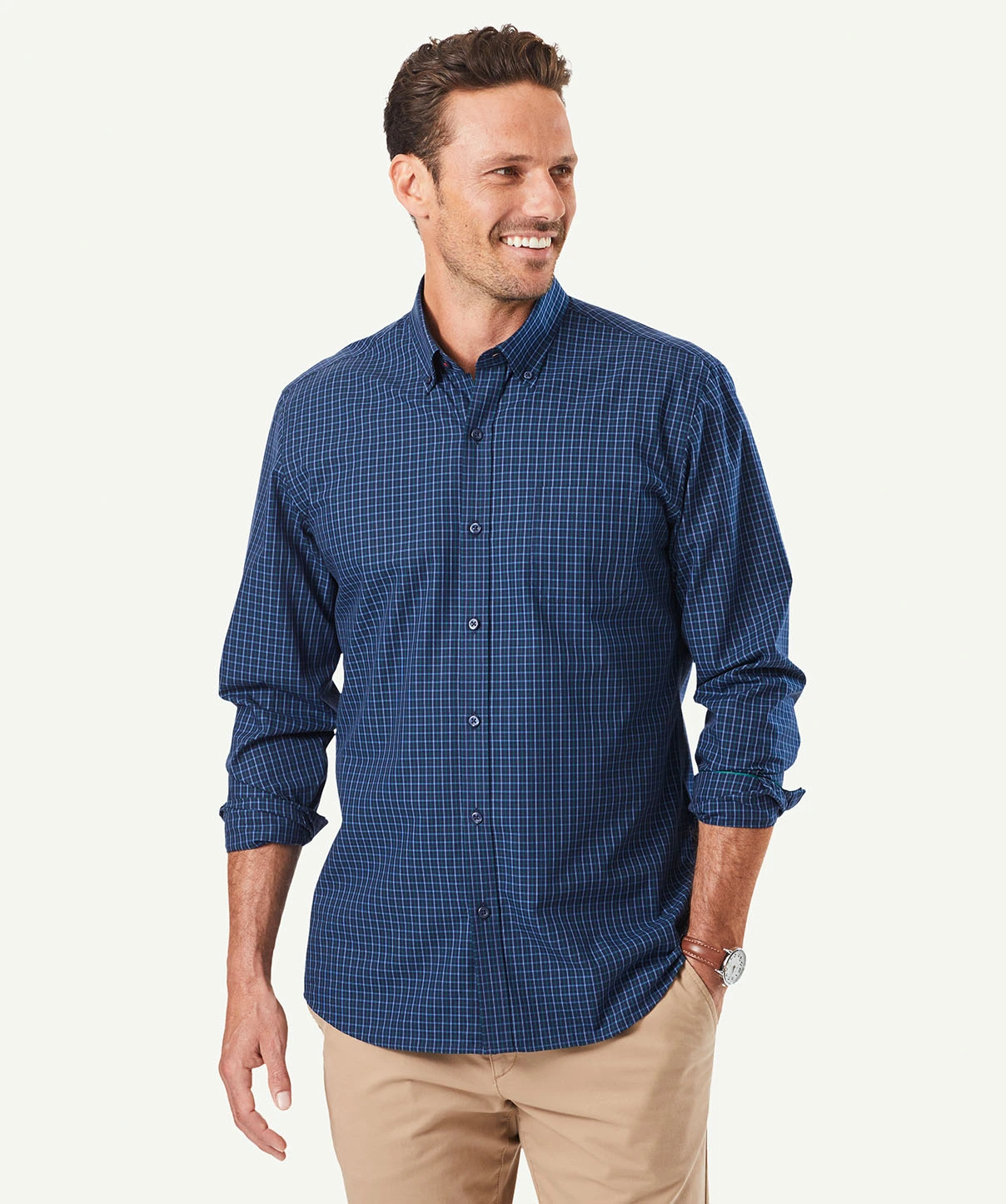 Gazman Tailored Easy Care Check Long Sleeve Shirt - Navy 3 Gazman Tailored Easy Care Check Long Sleeve Shirt - Navy