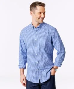 Gazman Tailored Fit Stretch Gingham Shirt - Royal