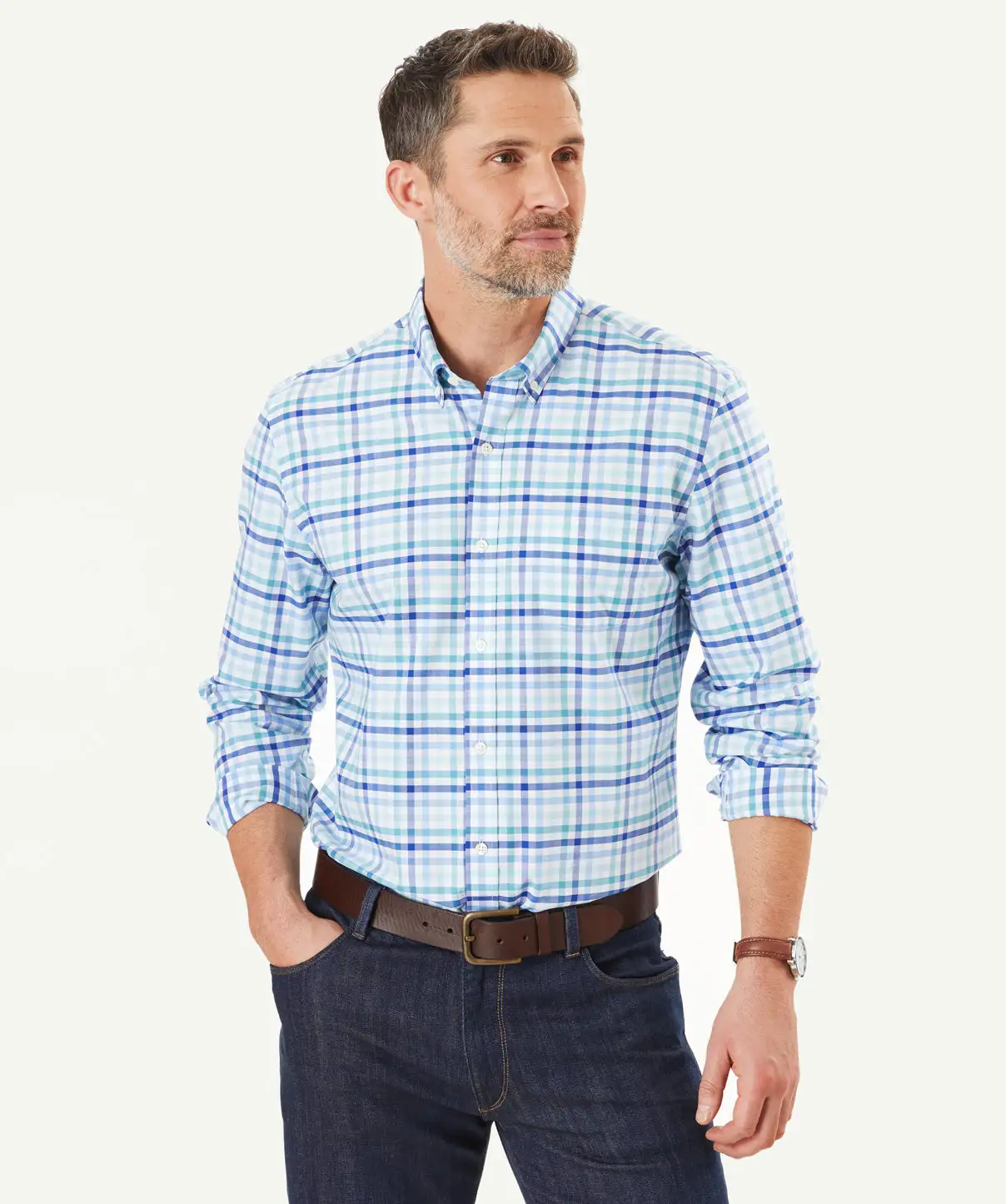 Gazman Tailored Fit Easy Care Check Shirt - Mint 3 Gazman Tailored Fit Easy Care Check Shirt - Mint