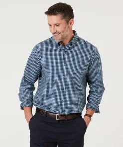 Gazman Easy Care Oxford Check Shirt - Teal