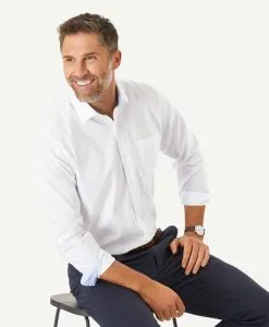 Gazman Easy Care Plain Twill Shirt - White