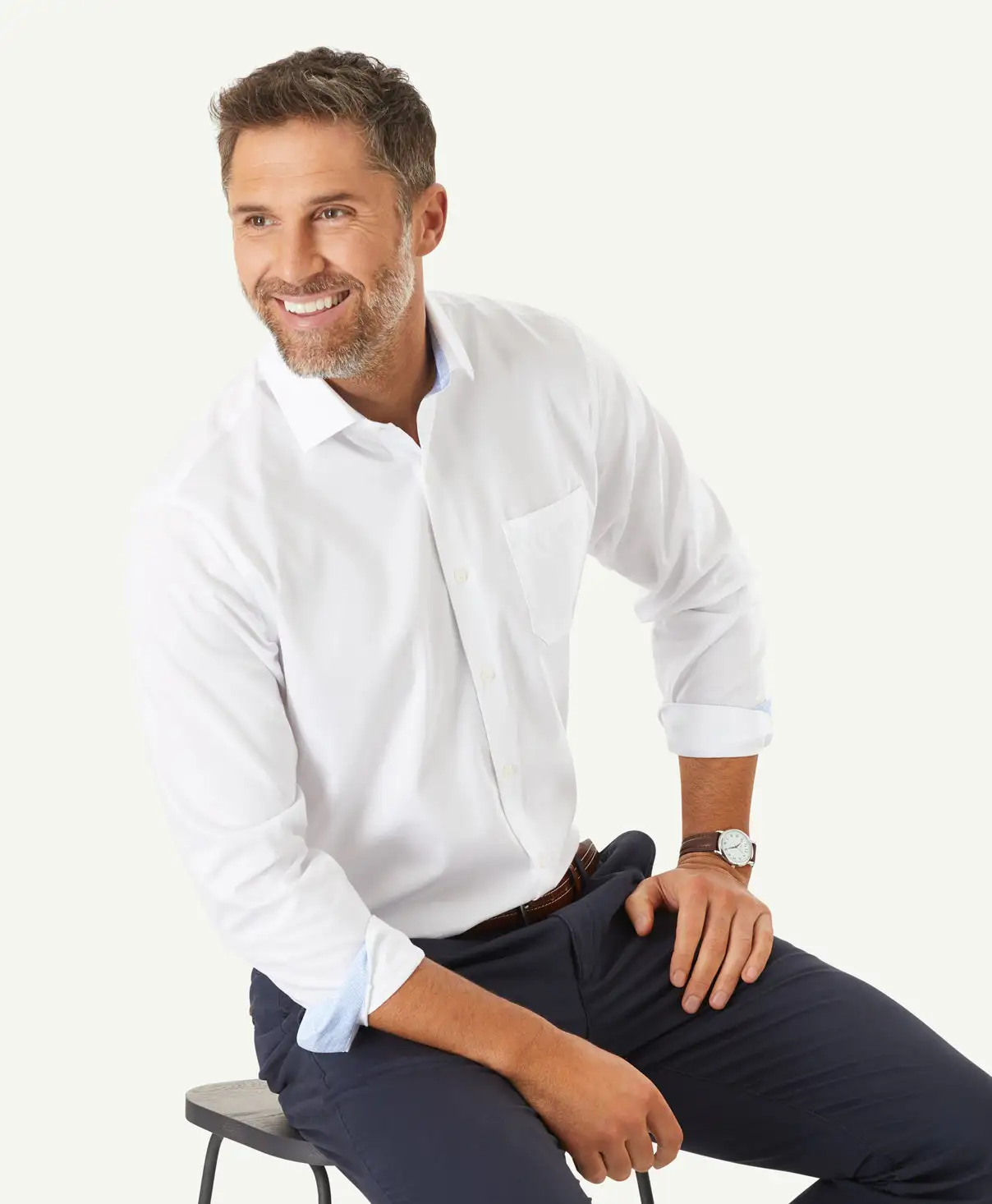 Gazman Easy Care Plain Twill Shirt - White 3 Gazman Easy Care Plain Twill Shirt - White