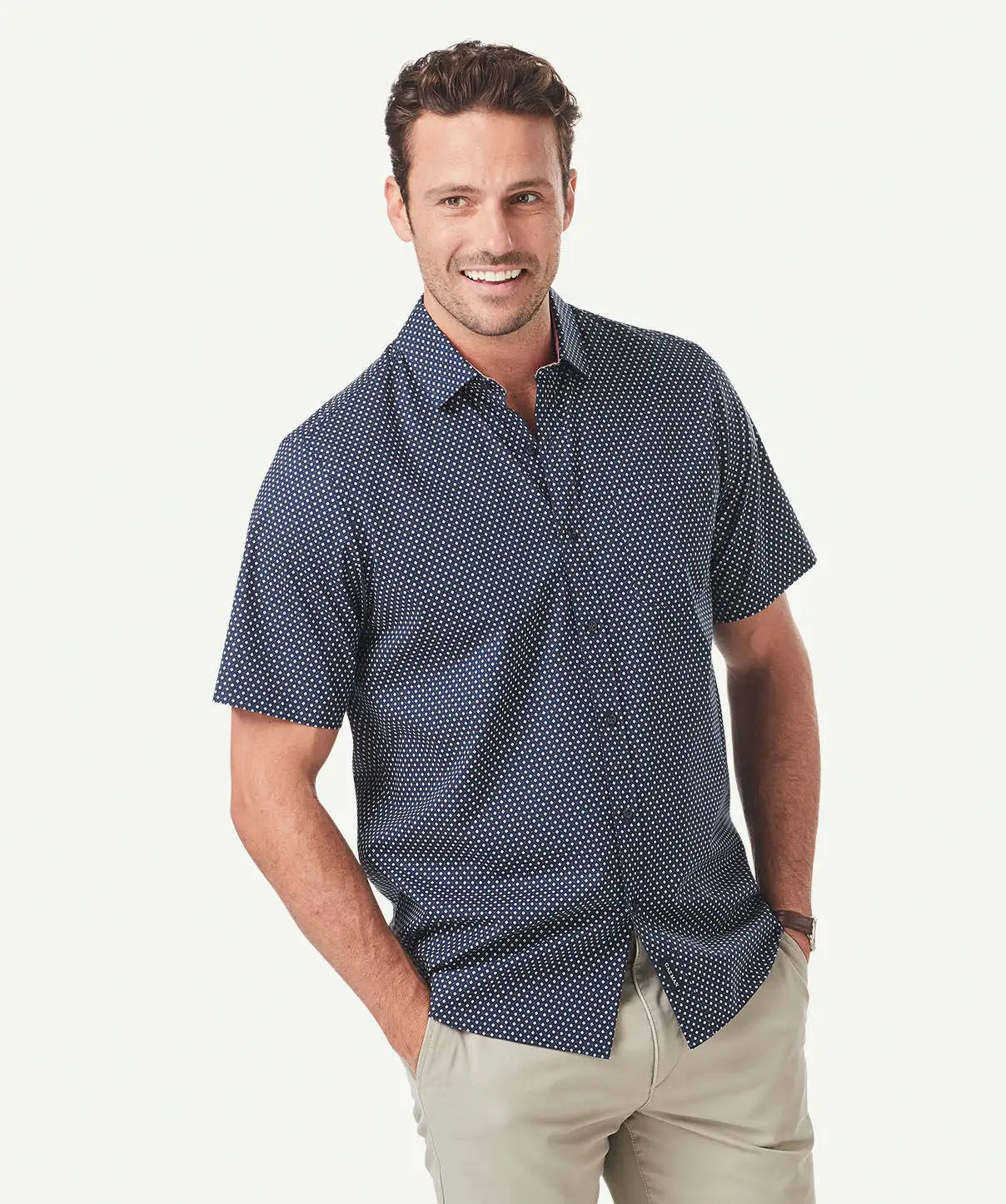 Gazman Geo Printed Short Sleeve Shirt - Navy 3 Gazman Geo Printed Short Sleeve Shirt - Navy