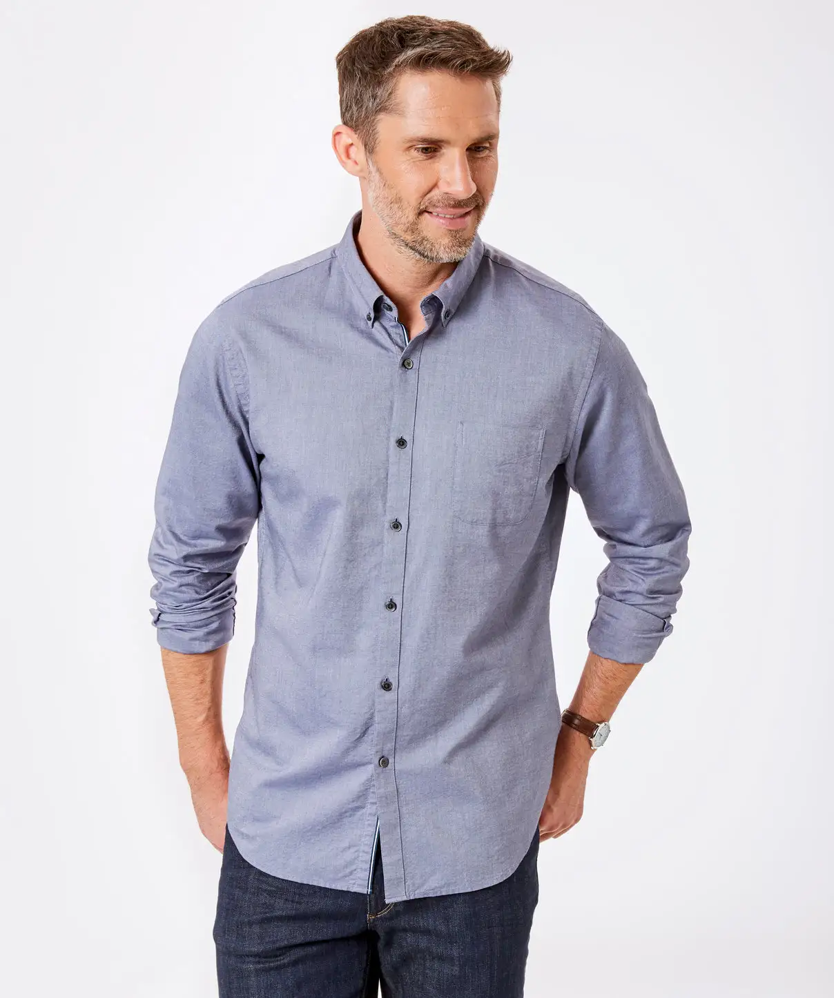 Gazman Tailored Fit Casual Oxford Shirt - Chambray 3 Gazman Tailored Fit Casual Oxford Shirt - Chambray