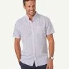 Gazman Tailored Fit Linen Blend Print Short Sleeve Shirt - Navy -Cheap Accessories Store 1 a2f46f24 faa5 414e ac02 017abec05daf