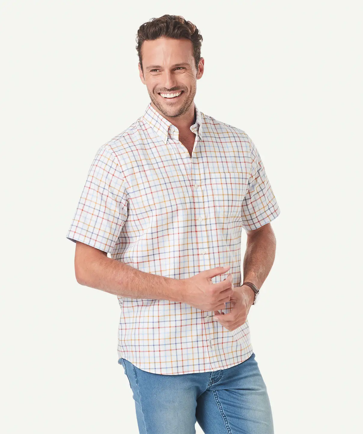 Gazman Easy Care Oxford Check Short Sleeve Shirt - Multi Check 3 Gazman Easy Care Oxford Check Short Sleeve Shirt - Multi Check