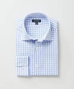 Gazman Easy Care Twill Check Business Shirt - Sky Blue