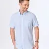 Gazman Tailored Fit Linen Blend Short Sleeve Shirt - Sky Blue -Cheap Accessories Store 1 b204a73e ef12 42cd 9b96 289ef350a7a9