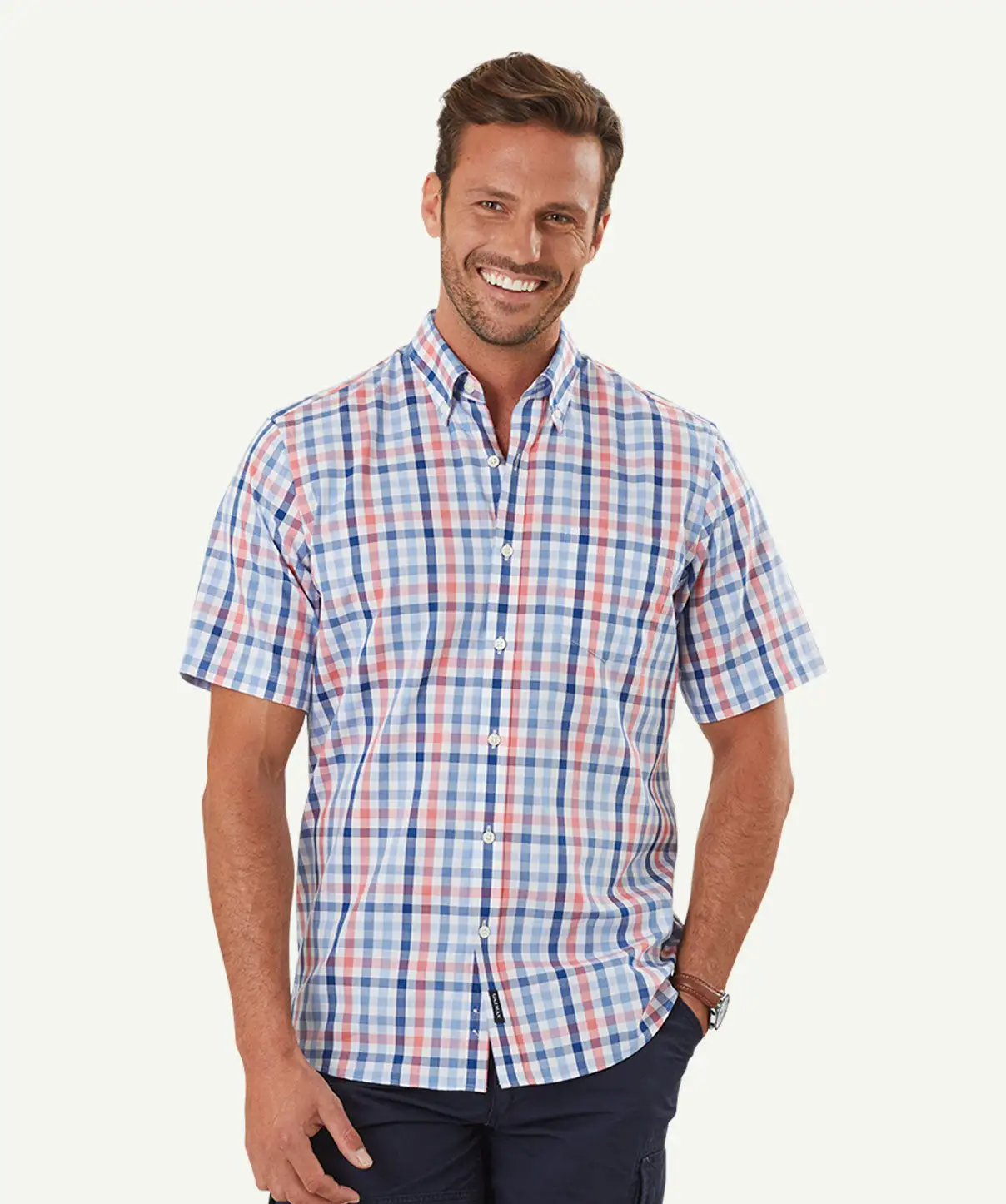 Gazman Easy Care Multi Check Short Sleeve Shirt - Pink 3 Gazman Easy Care Multi Check Short Sleeve Shirt - Pink
