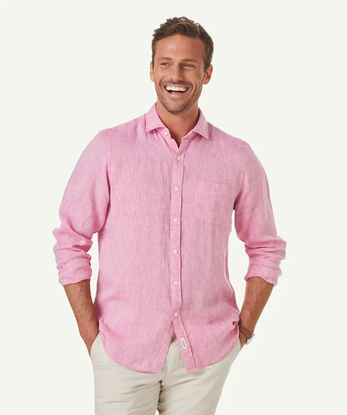 Gazman Pure Linen Plain Long Sleeve Shirt - Berry 3 Gazman Pure Linen Plain Long Sleeve Shirt - Berry