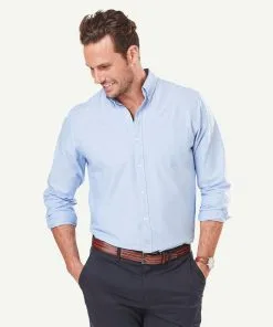 Gazman Casual Oxford Long Sleeve Shirt - Sky Blue