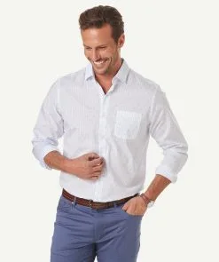 Gazman Flower And Stripe Print Shirt - White