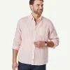 Gazman Linen Bengal Stripe Long Sleeve Shirt - Guava