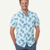Gazman Tailored Fit Linen Blend Pineapple Short Sleeve Shirt - Turquoise -Cheap Accessories Store 1 dfb0acd0 71ad 4e5b a8d3 d9d64be1ea52
