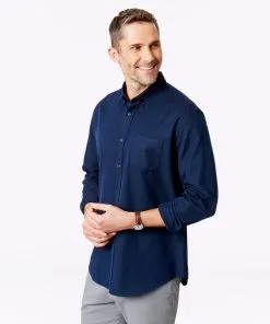Gazman Tailored Fit Basketweave Shirt - Navy