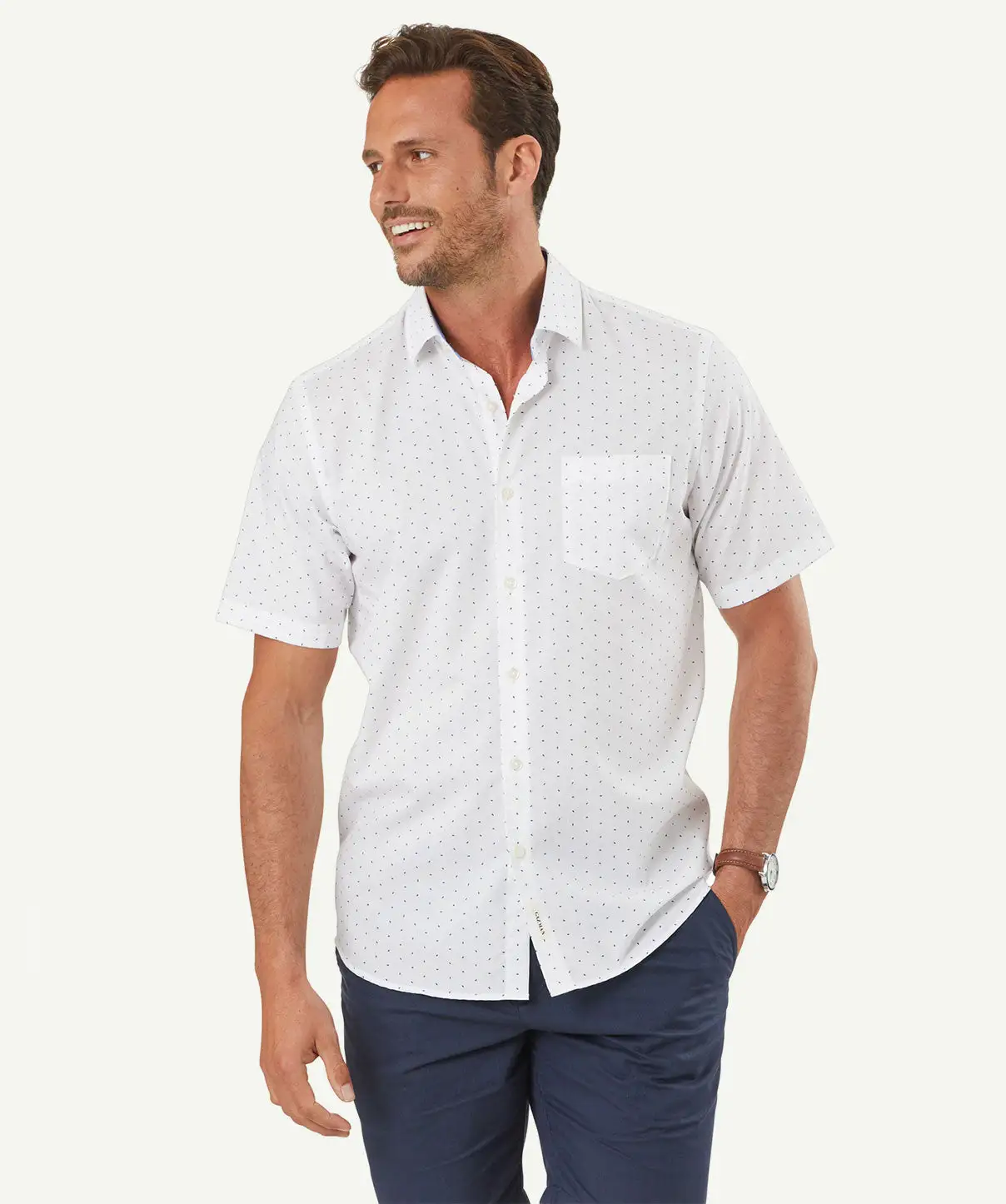 Gazman Oval Print Short Sleeve Shirt - White 3 Gazman Oval Print Short Sleeve Shirt - White