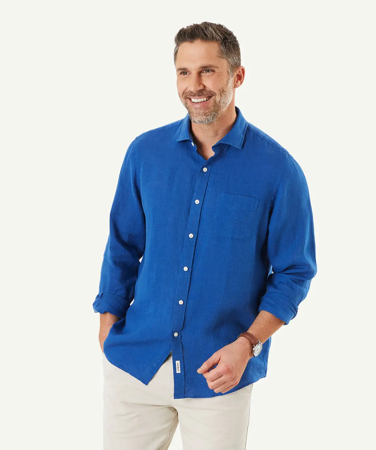 Gazman Pure Linen Plain Long Sleeve Shirt - Royal 3 Gazman Pure Linen Plain Long Sleeve Shirt - Royal