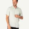 Gazman Linen Plain Short Sleeve Shirt - Sage