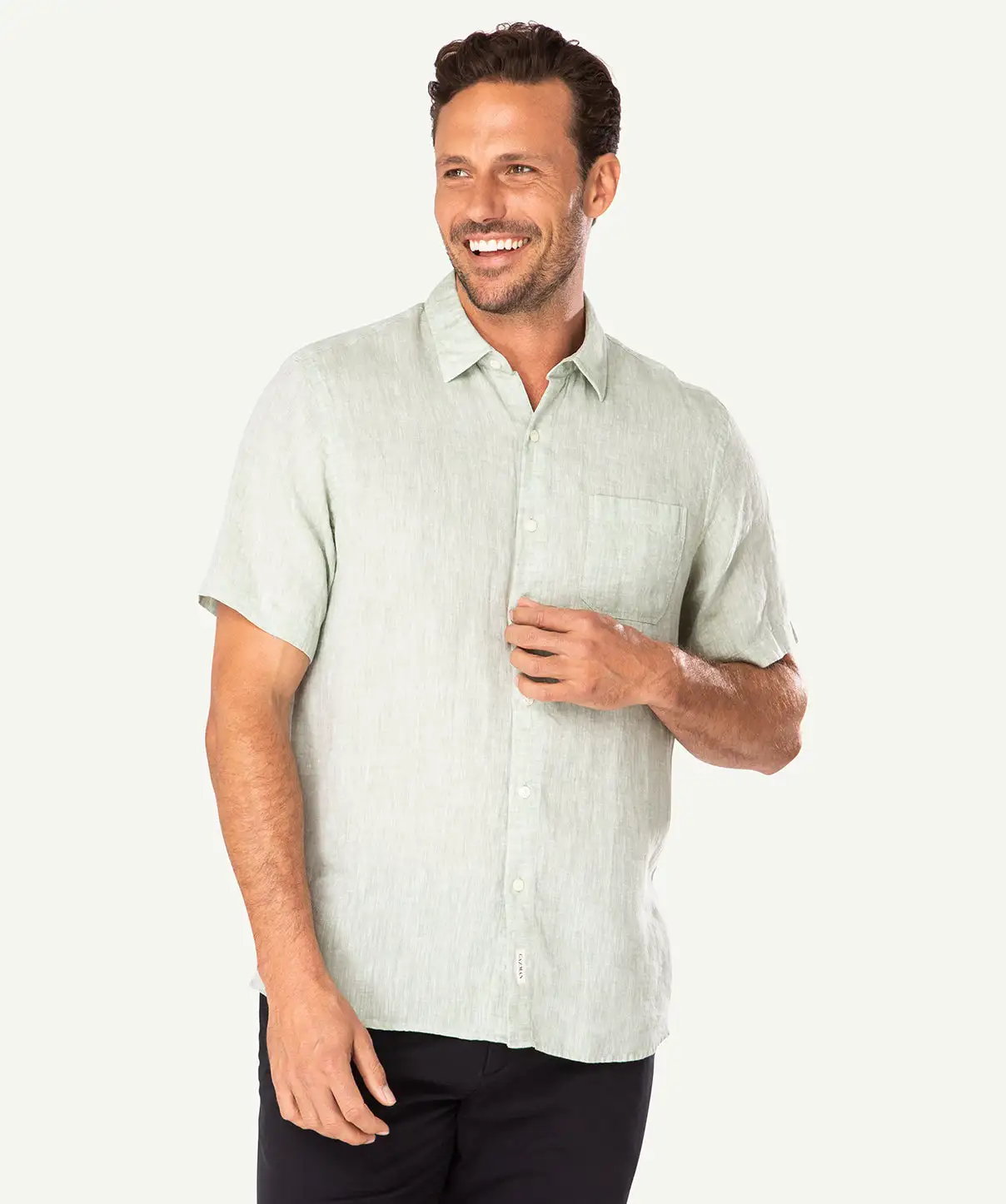 Gazman Linen Plain Short Sleeve Shirt - Sage 3 Gazman Linen Plain Short Sleeve Shirt - Sage