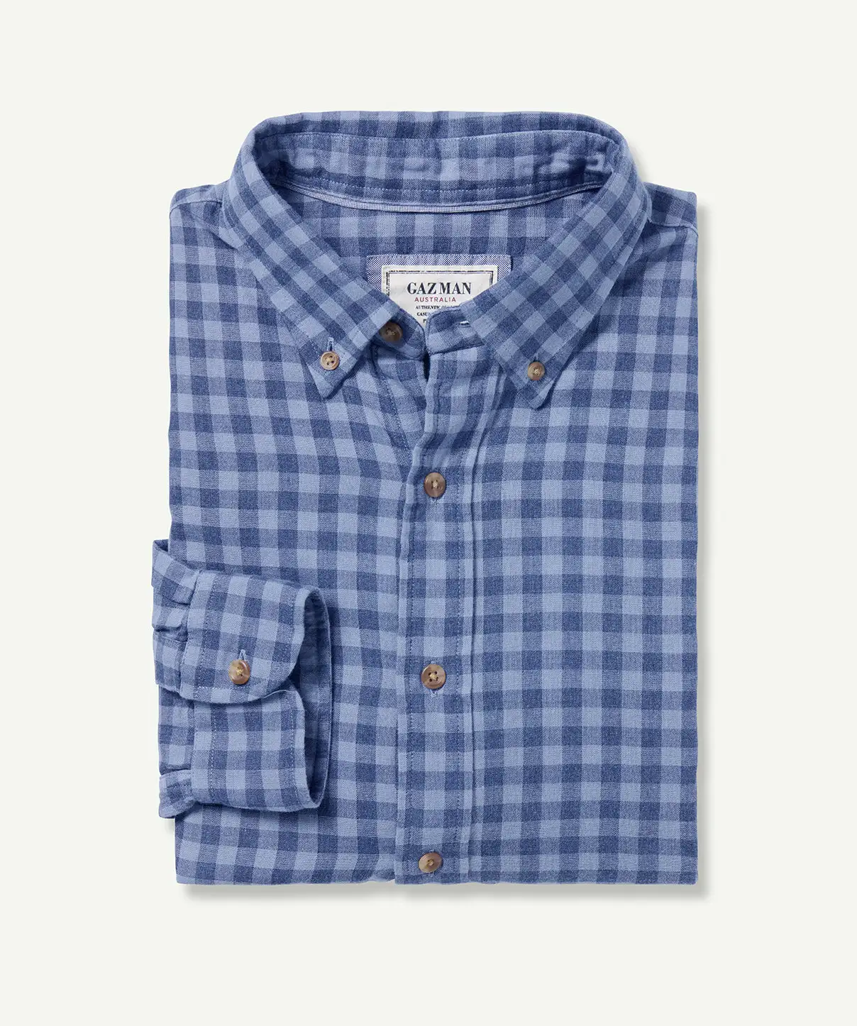 Gazman Casual Double Faced Check Long Sleeve Shirt - Blue 4 Gazman Casual Double Faced Check Long Sleeve Shirt - Blue - Image 2
