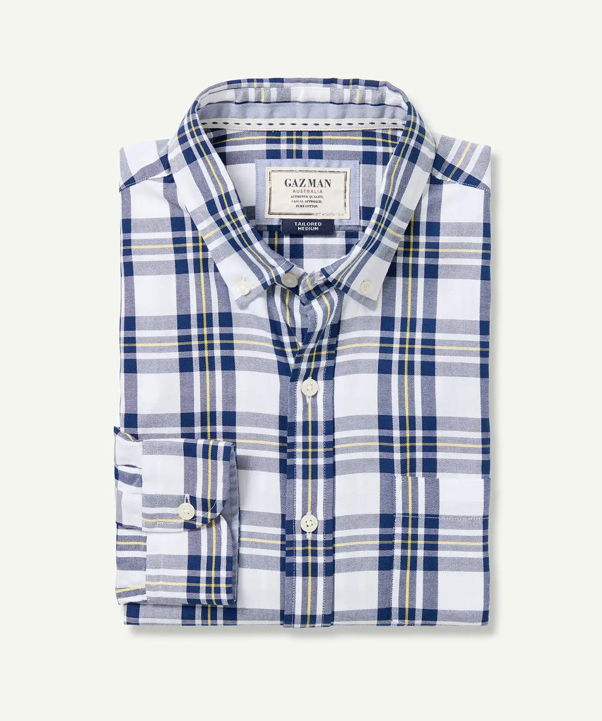 Gazman Tailored Casual Oxford Check Long Sleeve Shirt - Navy 4 Gazman Tailored Casual Oxford Check Long Sleeve Shirt - Navy - Image 2