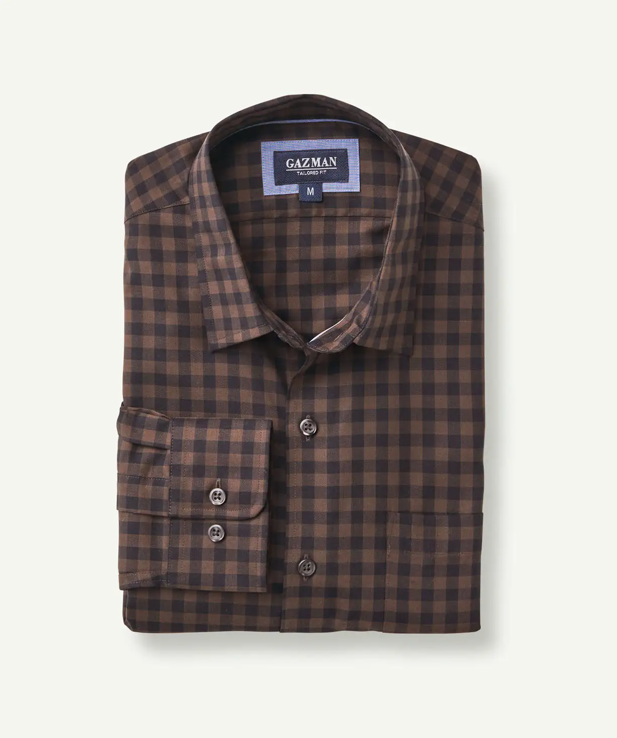 Gazman Tailored Easy Care Herringbone Long Sleeve Shirt - Chocolate 4 Gazman Tailored Easy Care Herringbone Long Sleeve Shirt - Chocolate - Image 2