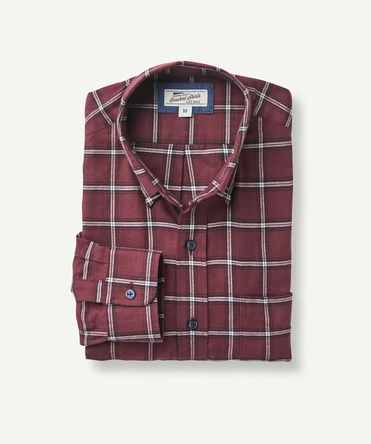 Gazman Brushed Twill Check Long Sleeve Shirt - Wine 4 Gazman Brushed Twill Check Long Sleeve Shirt - Wine - Image 2