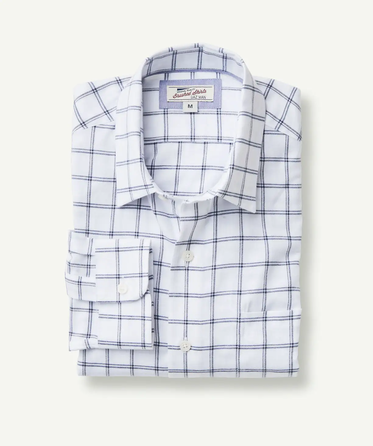 Gazman Brushed Twill Check Long Sleeve Shirt - White 4 Gazman Brushed Twill Check Long Sleeve Shirt - White - Image 2