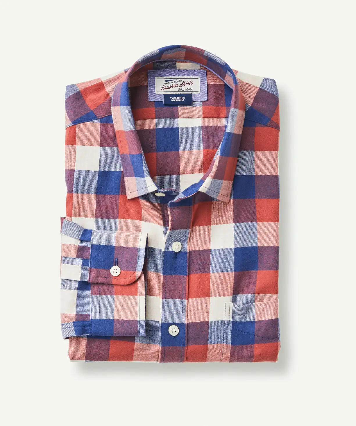 Gazman Tailored Brushed Twill Long Sleeve Shirt - Washed Red 4 Gazman Tailored Brushed Twill Long Sleeve Shirt - Washed Red - Image 2