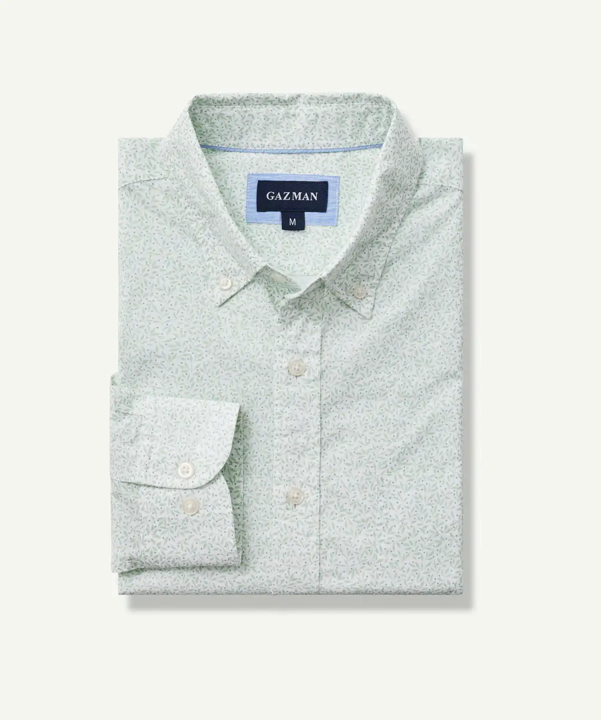 Gazman Casual Leaf Print Long Sleeve Shirt - Sage 4 Gazman Casual Leaf Print Long Sleeve Shirt - Sage - Image 2