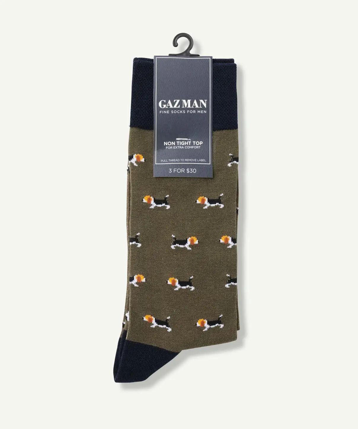 Gazman Non Tight Beagle Sock - Khaki 4 Gazman Non Tight Beagle Sock - Khaki - Image 2