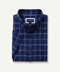 Gazman Casual Madras Check Short Sleeve Shirt - Navy -Cheap Accessories Store 2 46391