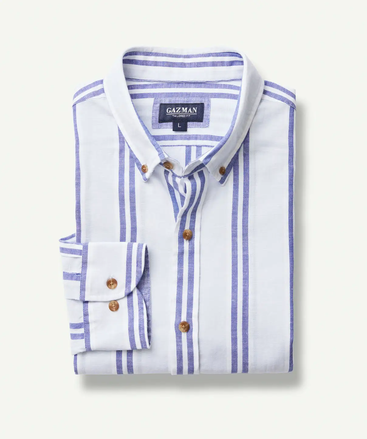 Gazman Tailored Linen Blend Stripe Long Sleeve Shirt - Pale Blue 4 Gazman Tailored Linen Blend Stripe Long Sleeve Shirt - Pale Blue - Image 2