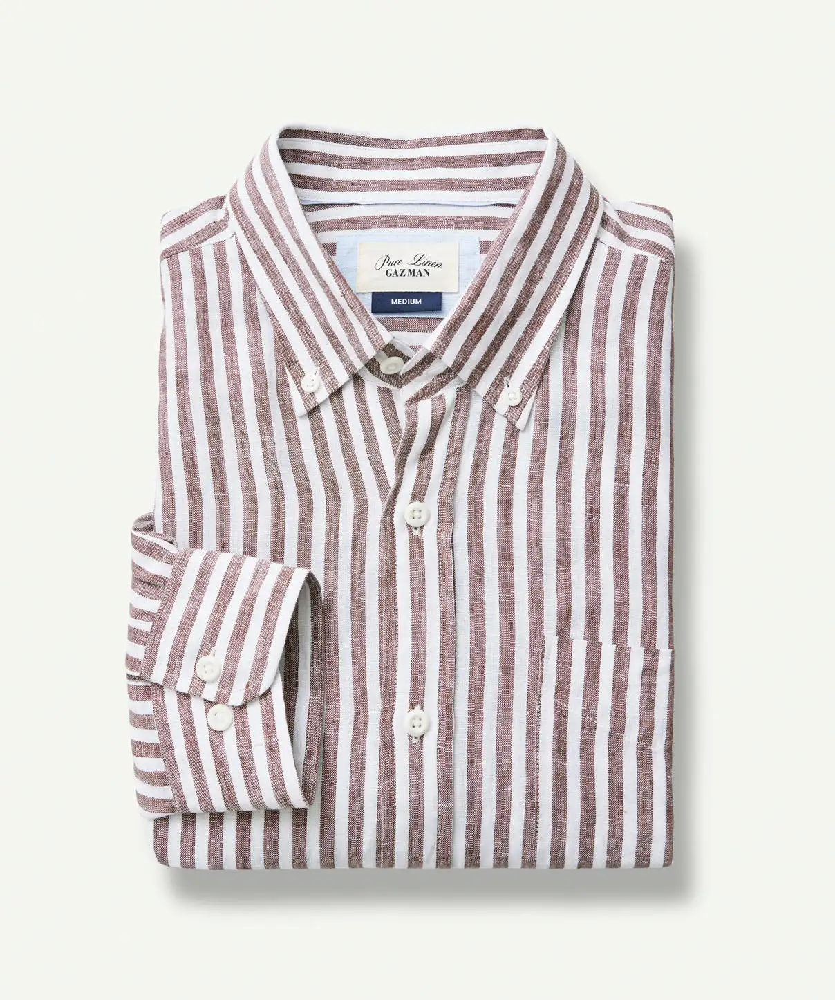 Gazman French Linen Stripe Long Sleeve Shirt - Chocolate 4 Gazman French Linen Stripe Long Sleeve Shirt - Chocolate - Image 2