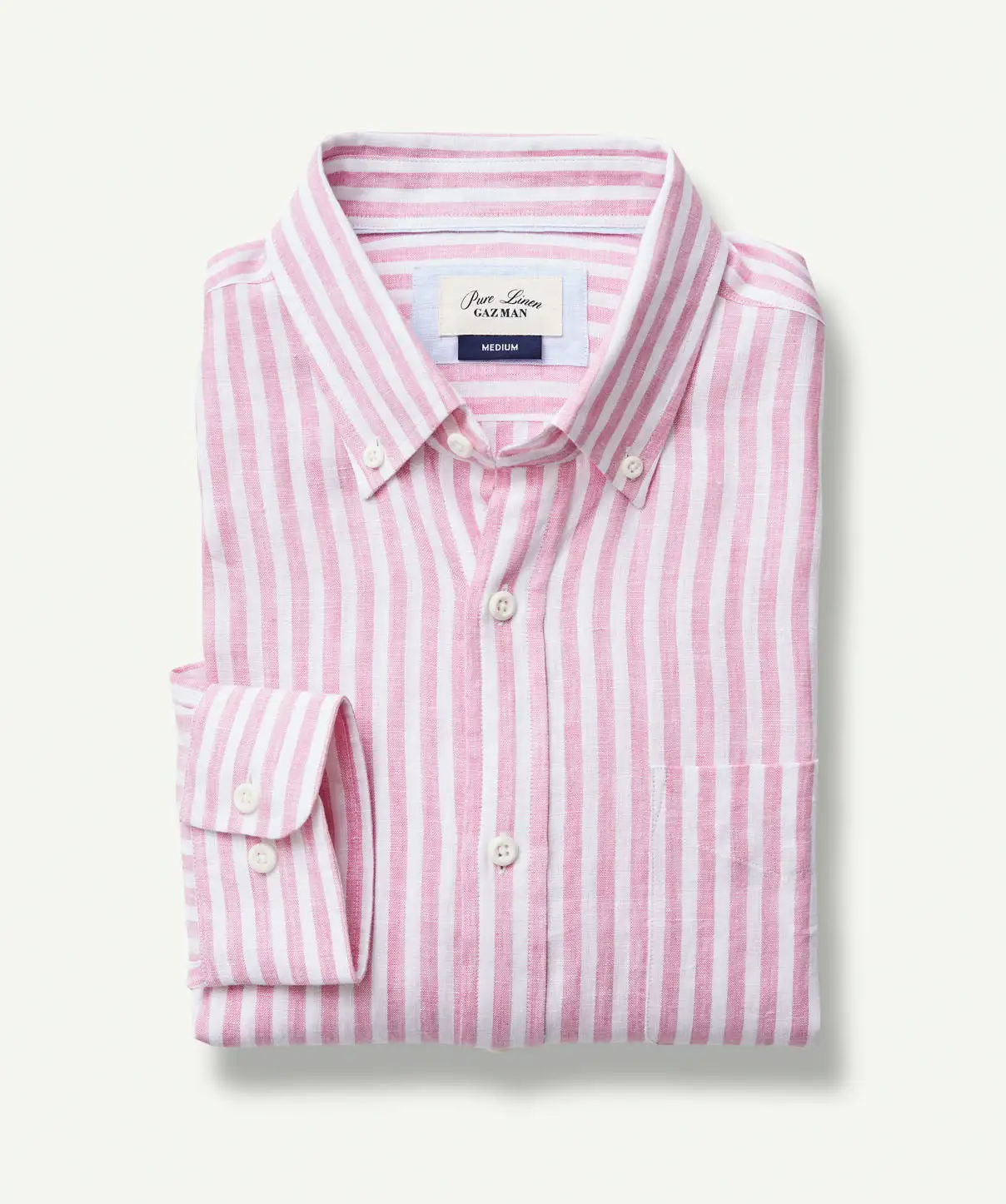 Gazman French Linen Stripe Long Sleeve Shirt - Pink 4 Gazman French Linen Stripe Long Sleeve Shirt - Pink - Image 2