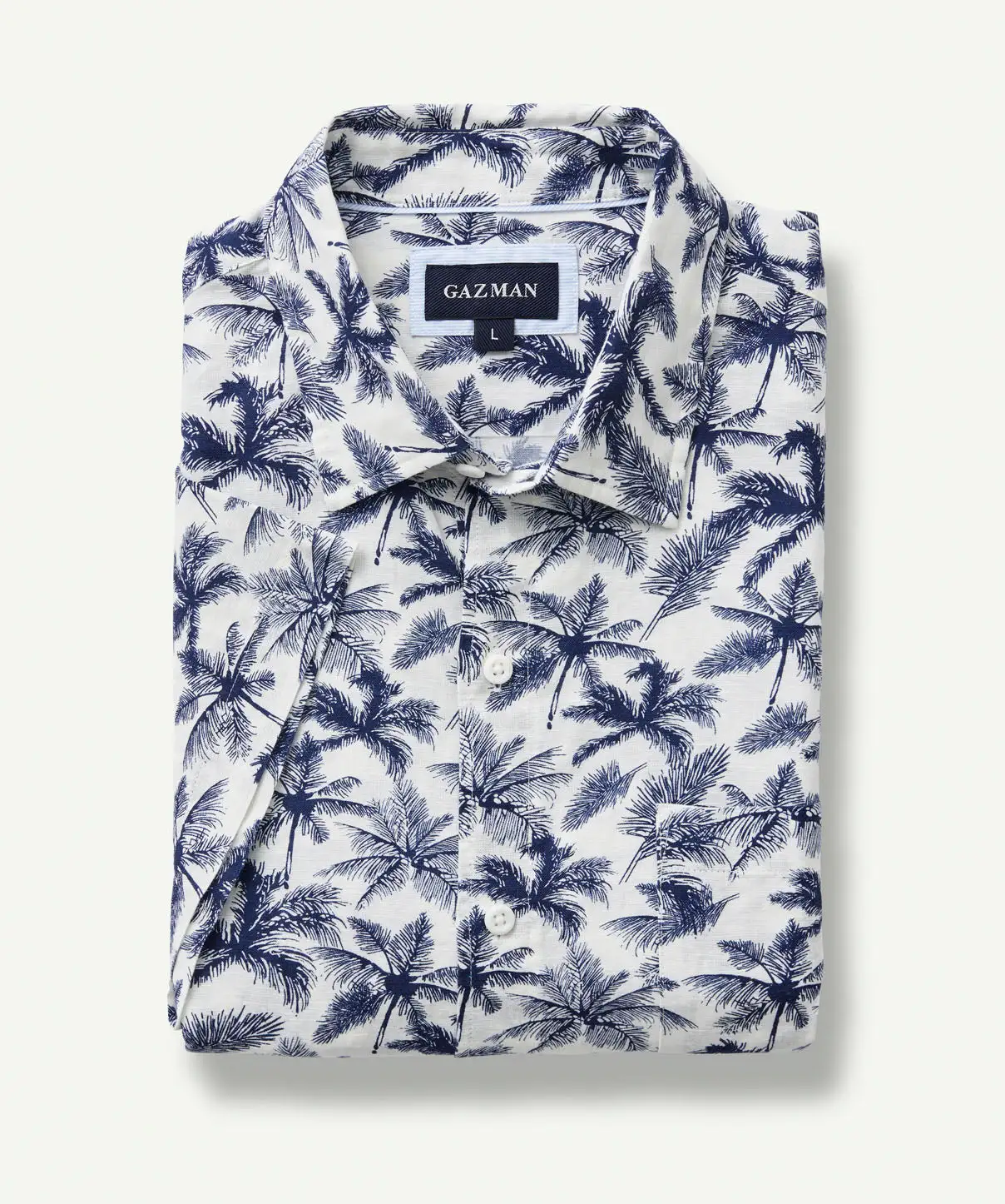 Gazman Linen Blend Palm Print Short Sleeve Shirt - White 4 Gazman Linen Blend Palm Print Short Sleeve Shirt - White - Image 2