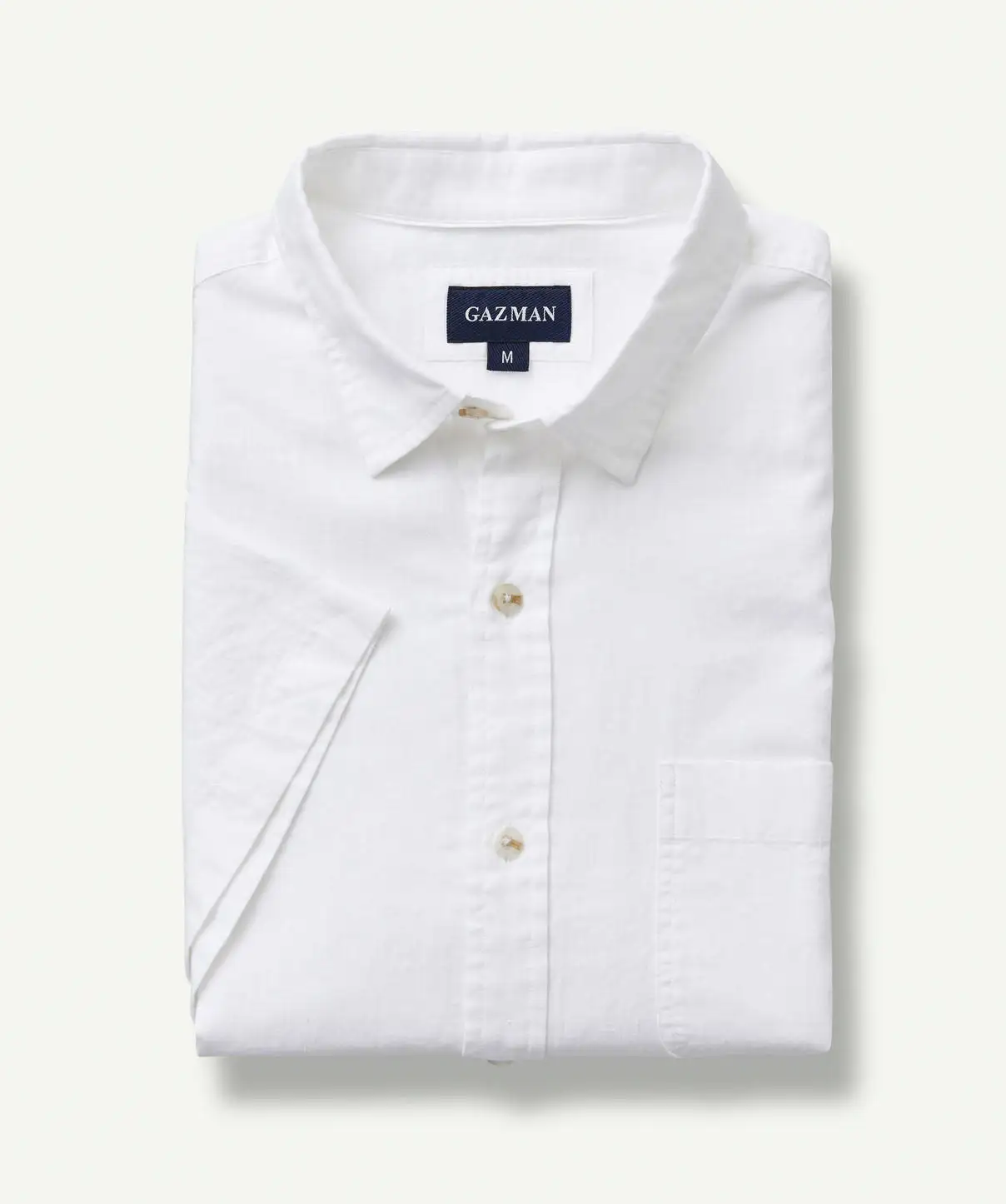 Gazman Linen Blend Plain Short Sleeve Shirt - White 4 Gazman Linen Blend Plain Short Sleeve Shirt - White - Image 2