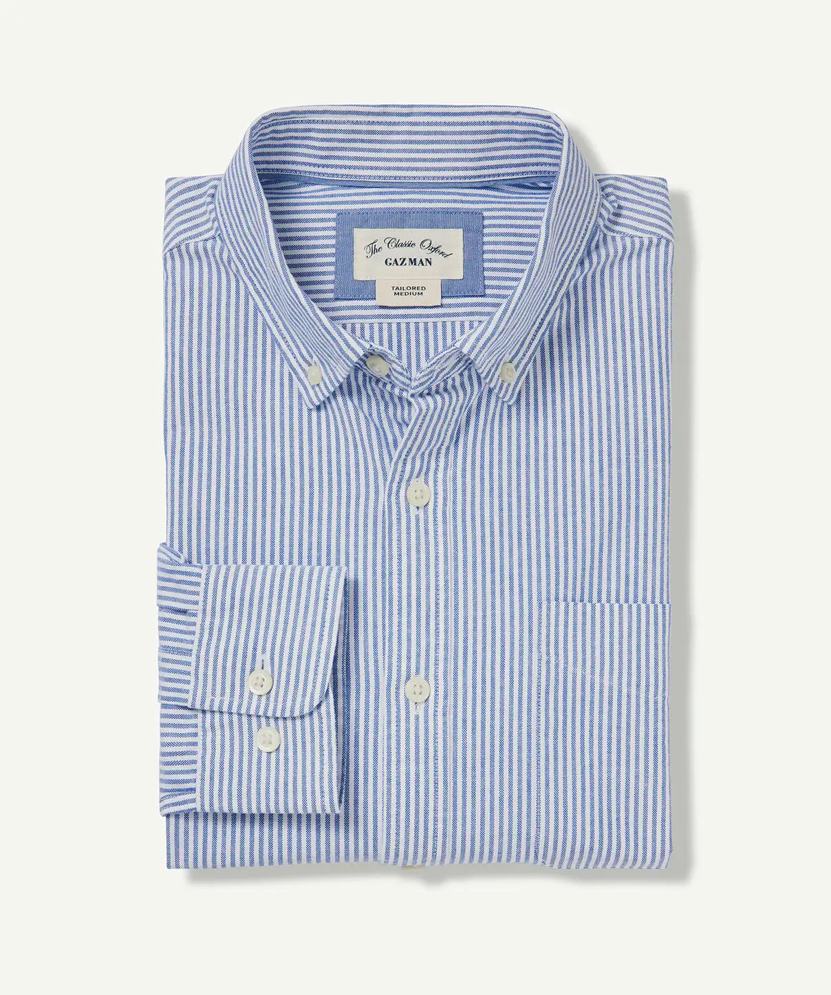 Gazman Tailored Oxford Stripe Long Sleeve Shirt - Blue 4 Gazman Tailored Oxford Stripe Long Sleeve Shirt - Blue - Image 2