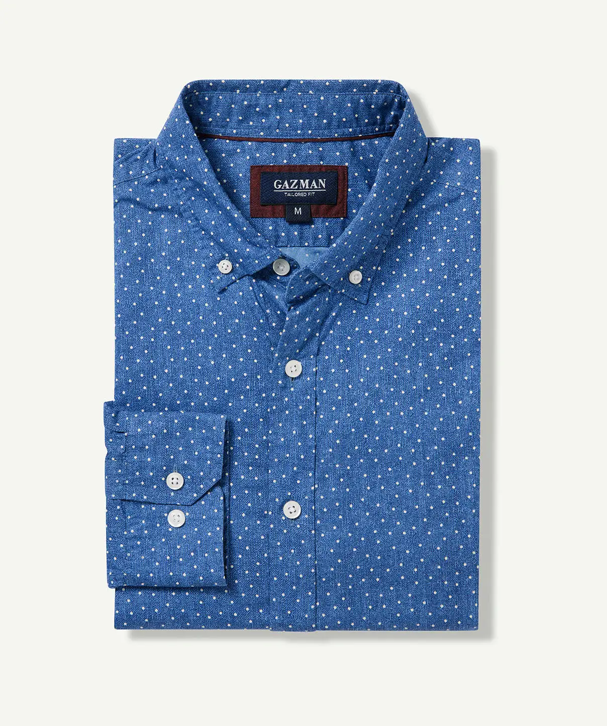 Gazman Tailored Casual Dot Print Long Sleeve Shirt - Dark Blue 4 Gazman Tailored Casual Dot Print Long Sleeve Shirt - Dark Blue - Image 2
