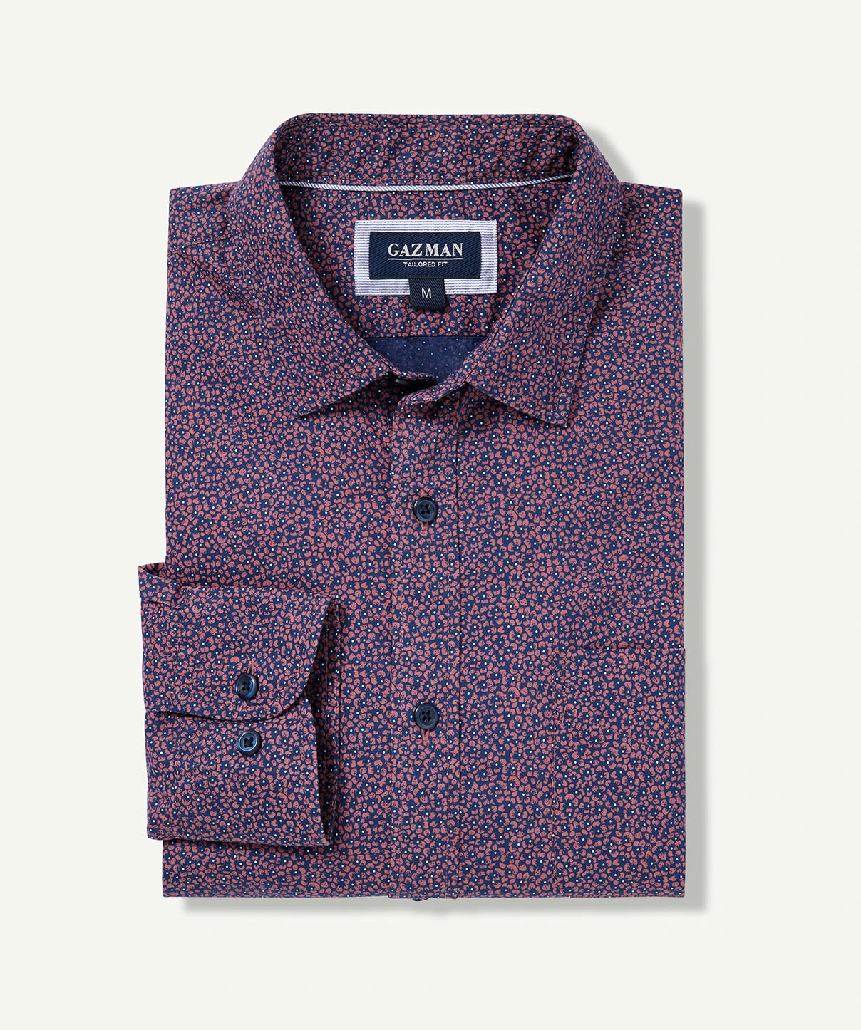 Gazman Tailored Casual Print Long Sleeve Shirt - Claret Red 4 Gazman Tailored Casual Print Long Sleeve Shirt - Claret Red - Image 2