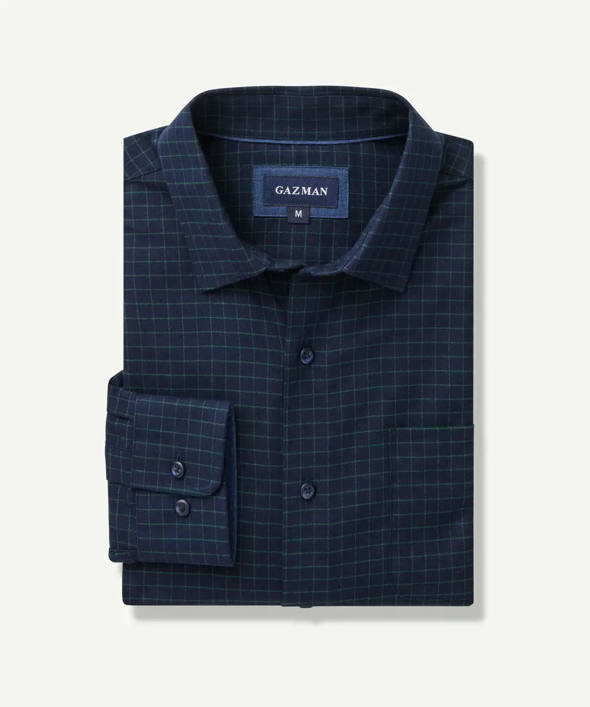 Gazman Brushed Twill Grid Check Long Sleeve Shirt - Midnight 4 Gazman Brushed Twill Grid Check Long Sleeve Shirt - Midnight - Image 2