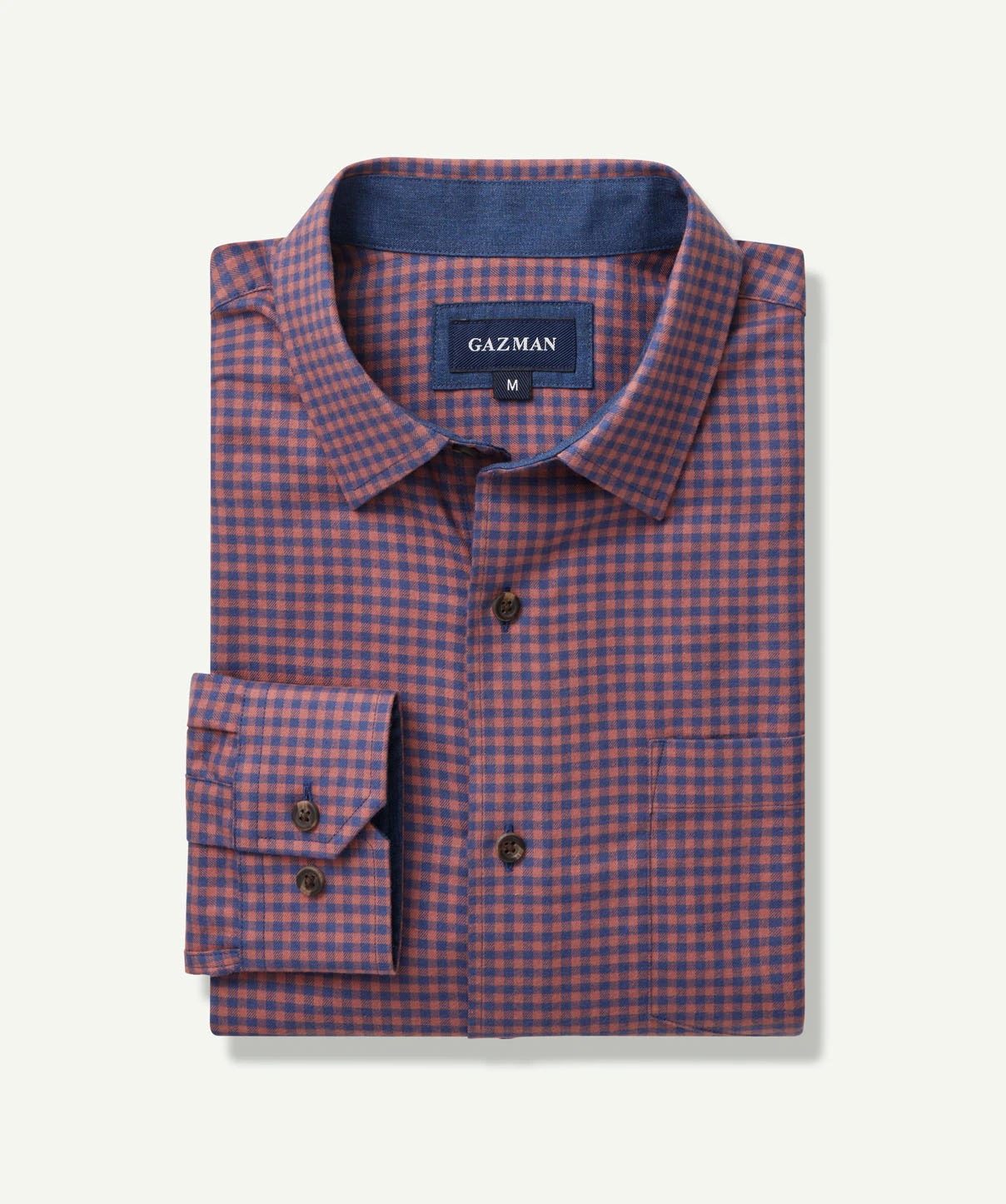 Gazman Brushed Twill Gingham Long Sleeve Shirt - Terracotta 4 Gazman Brushed Twill Gingham Long Sleeve Shirt - Terracotta - Image 2