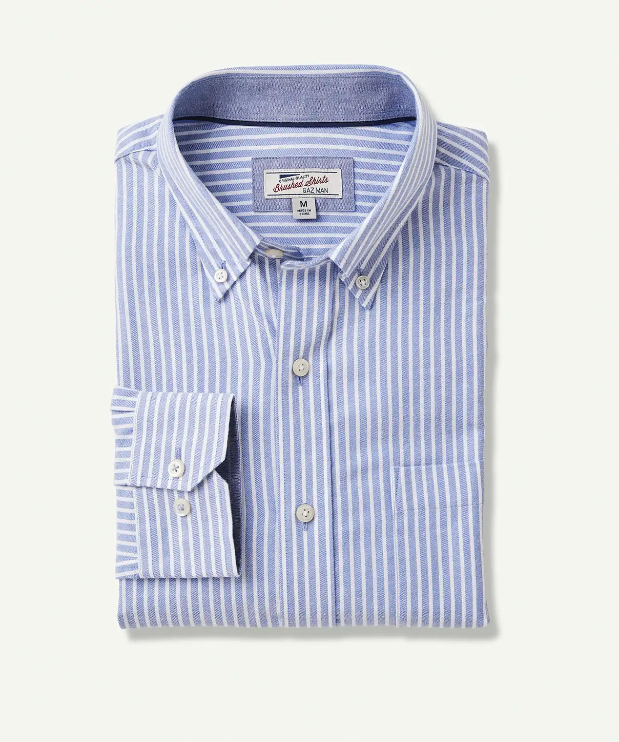 Gazman Brushed Twill Stripe Long Sleeve Shirt - Blue 4 Gazman Brushed Twill Stripe Long Sleeve Shirt - Blue - Image 2