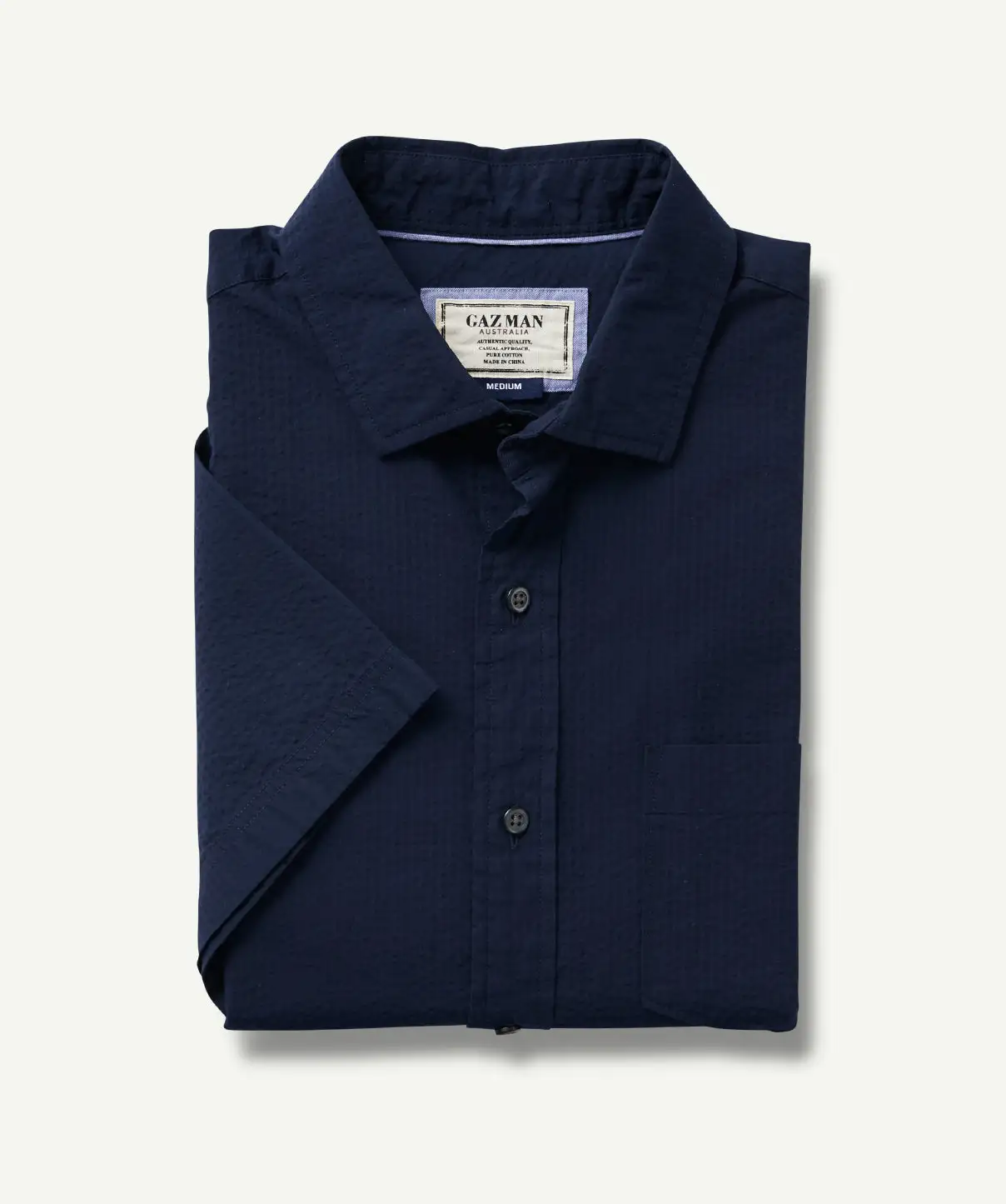 Gazman Tonal Seersucker Short Sleeve Shirt - Dark Navy 4 Gazman Tonal Seersucker Short Sleeve Shirt - Dark Navy - Image 2